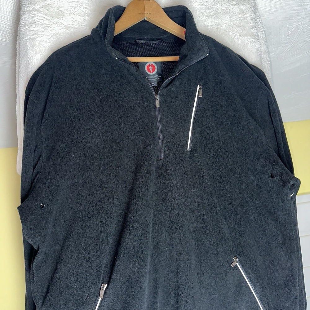 SCOTTeVEST Jacket XL Black Fleece 1/4 Zip TEC Mock Neck Outdoors Vented Pullover - Picture 3 of 11